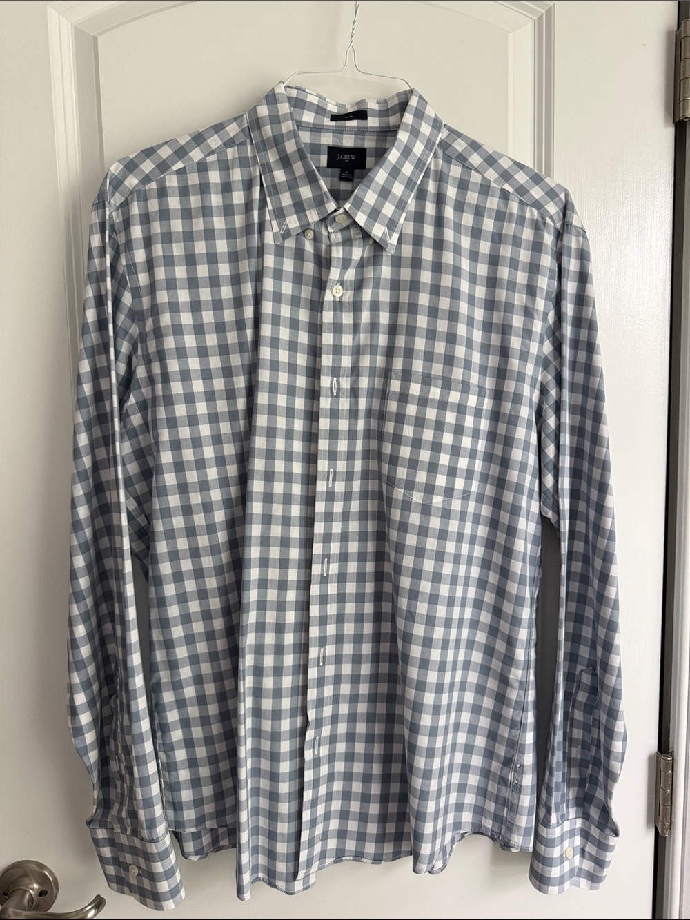J. Crew Light Blue and White Gingham Button-Down Shirt